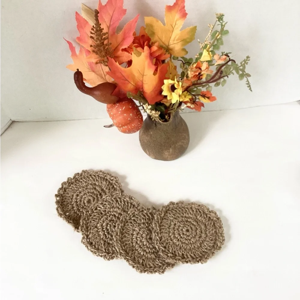Coasters Hand Crafted Tan Jute Bar Cart Essential Crochet Rustic